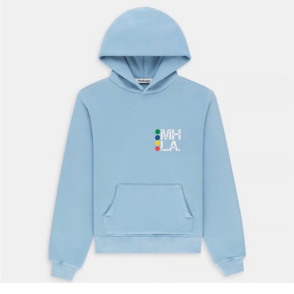 Madhappy LA Feel Together Melrose Cotton Hoodie Light Blue Size L - Picture 2 of 6